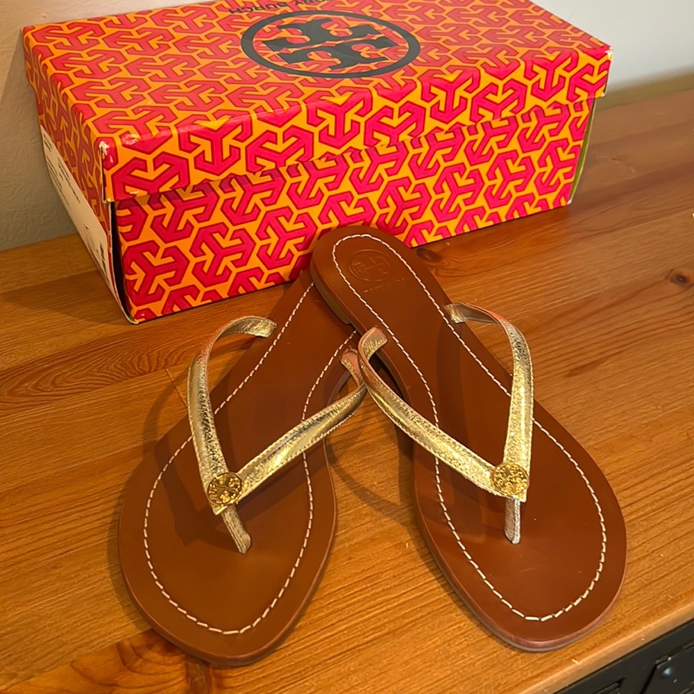 Tory Burch Terra Thong Sandal Spark Gold Size 8